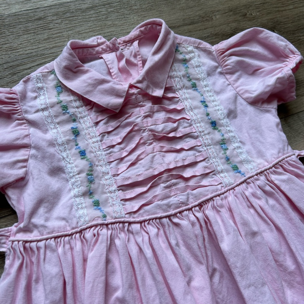 Vintage Pink Ruffled Baby Dress - Picture 2 of 3